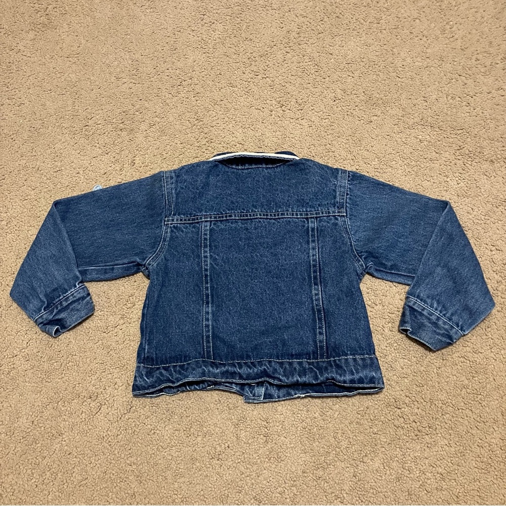 Kids Play Jean Jacket w/ Floral appliqué detail & Velvet trim Girl’s Sz 4T - Picture 2 of 10
